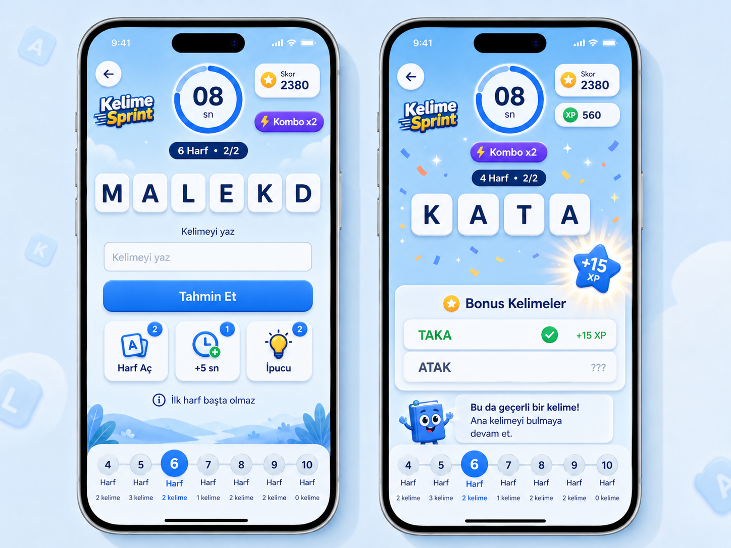 Word Sprint gameplay screens